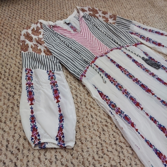 Sundance Mixed Print Striped Embroidered Floral Dress Women’s S Bohemian - Picture 5 of 16